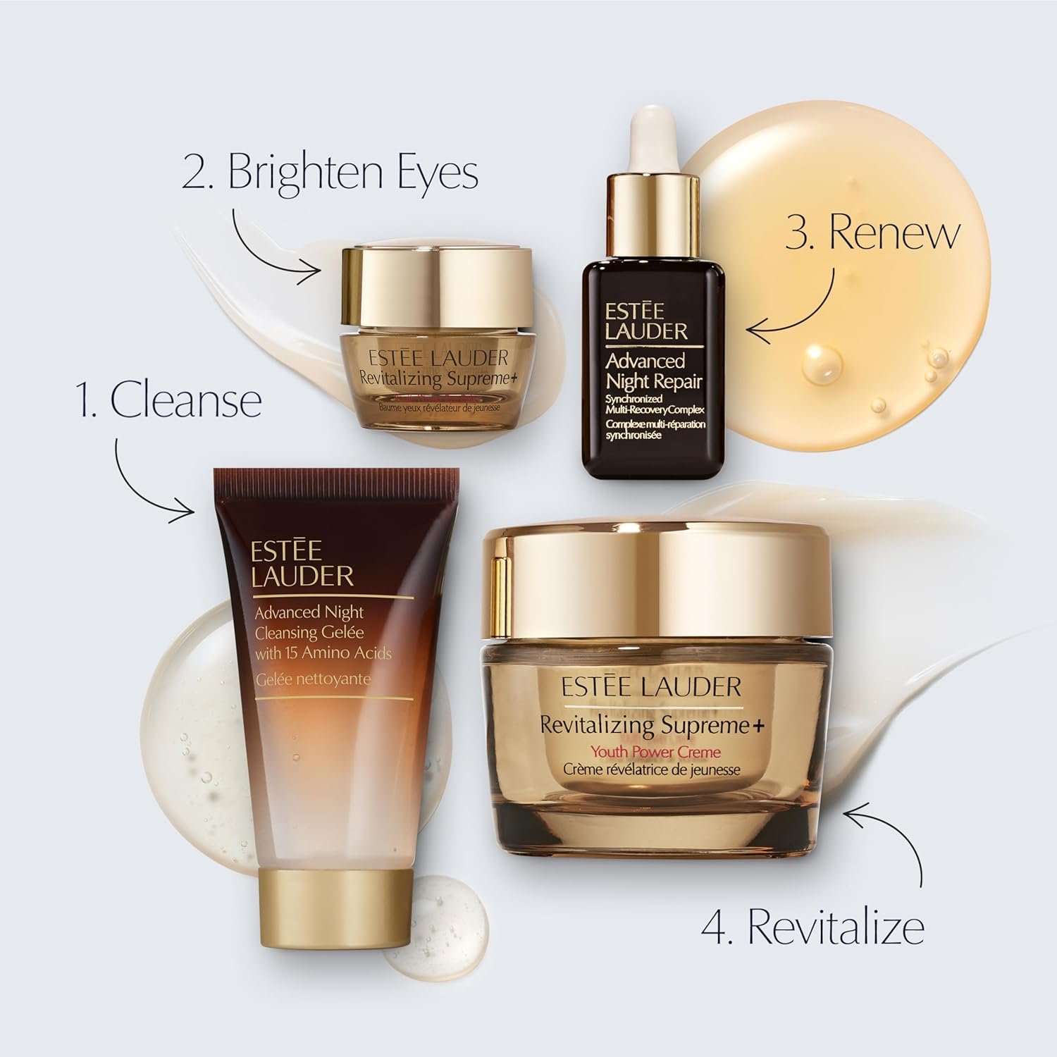 Estée Lauder Revitalizing Supreme+ Holiday Skincare Gift Set | The Lift + Firm Routine | Includes Full-Size Moisturizer 1.7 Ounce + Cleanser 1 Fl Oz, Eye Cream 0.17 Ounce, Face Serum 0.5 Fl Oz - Image 3