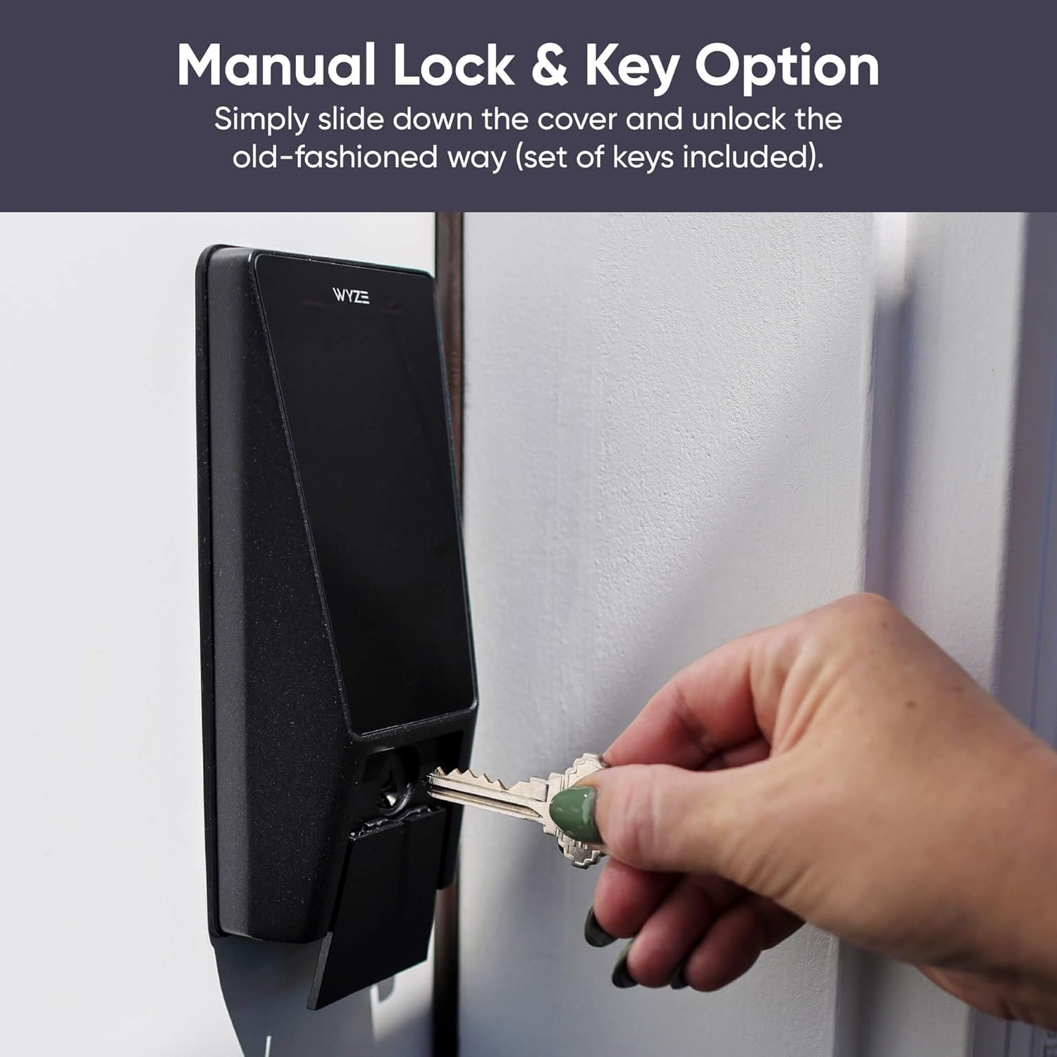 Wyze Palm Lock, Smart Door Lock with Palm Vein Recognition, Keyless Entry Smart Locks for Front Door, Keypad, Auto Lock, Dual Battery, Wi-Fi, Works with Alexa & Google, BHMA, IP53, Mechanical Key - Image 9