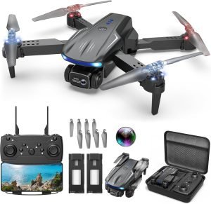 Drone with 1080P Camera for Kids Adults, Foldable RC Quadcopter with One Key Take Off/Land, Gesture Selfie, 3D Flip, 2 Batteries, Carrying Case, Toy Gift for Beginners