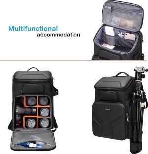 MOSISO Camera Backpack,DSLR/SLR/Mirrorless Photography Waterproof 17.3 inch Camera Bag with Front Hard Shell&Laptop Compartment&Tripod Holder&Rain Cover Compatible with Canon/Nikon/Sony, Space Gray