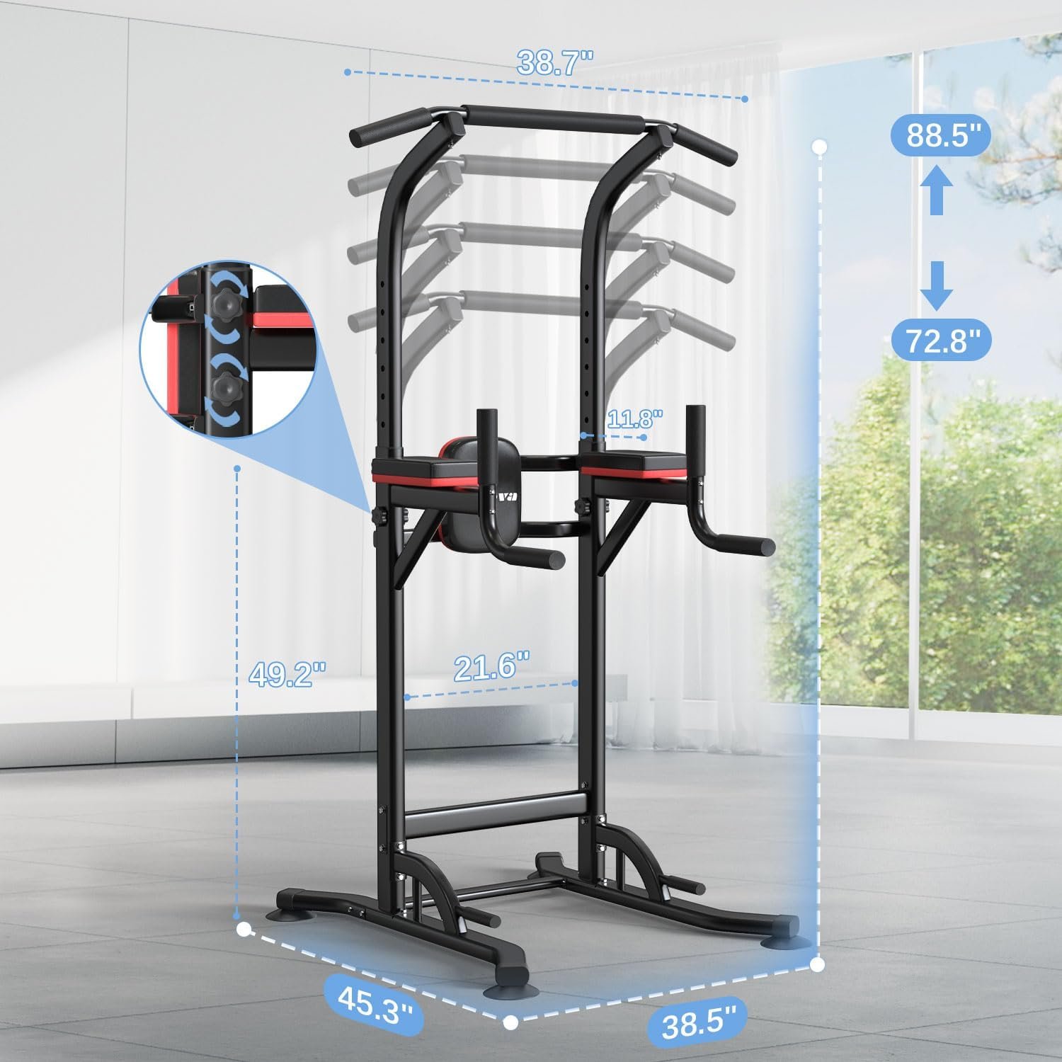 ZENOVA Pull Up Bar Dip Station Multi-Function Strength Training Equipment for Men Women Muscle Building 330/500 LBS Weight Capacity - Image 6