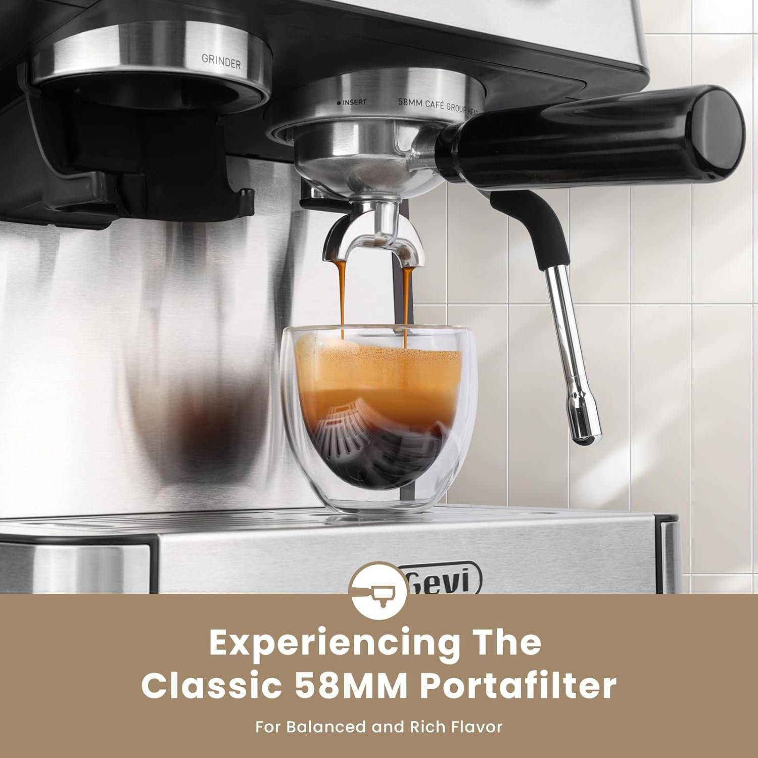Gevi Espresso Machine with Grinder & Milk Frother, 20 Bar Professional Coffee Maker for Home, Removable Water Tank, Steam Wand, Perfect for Espresso, Cappuccino, Latte - Image 4