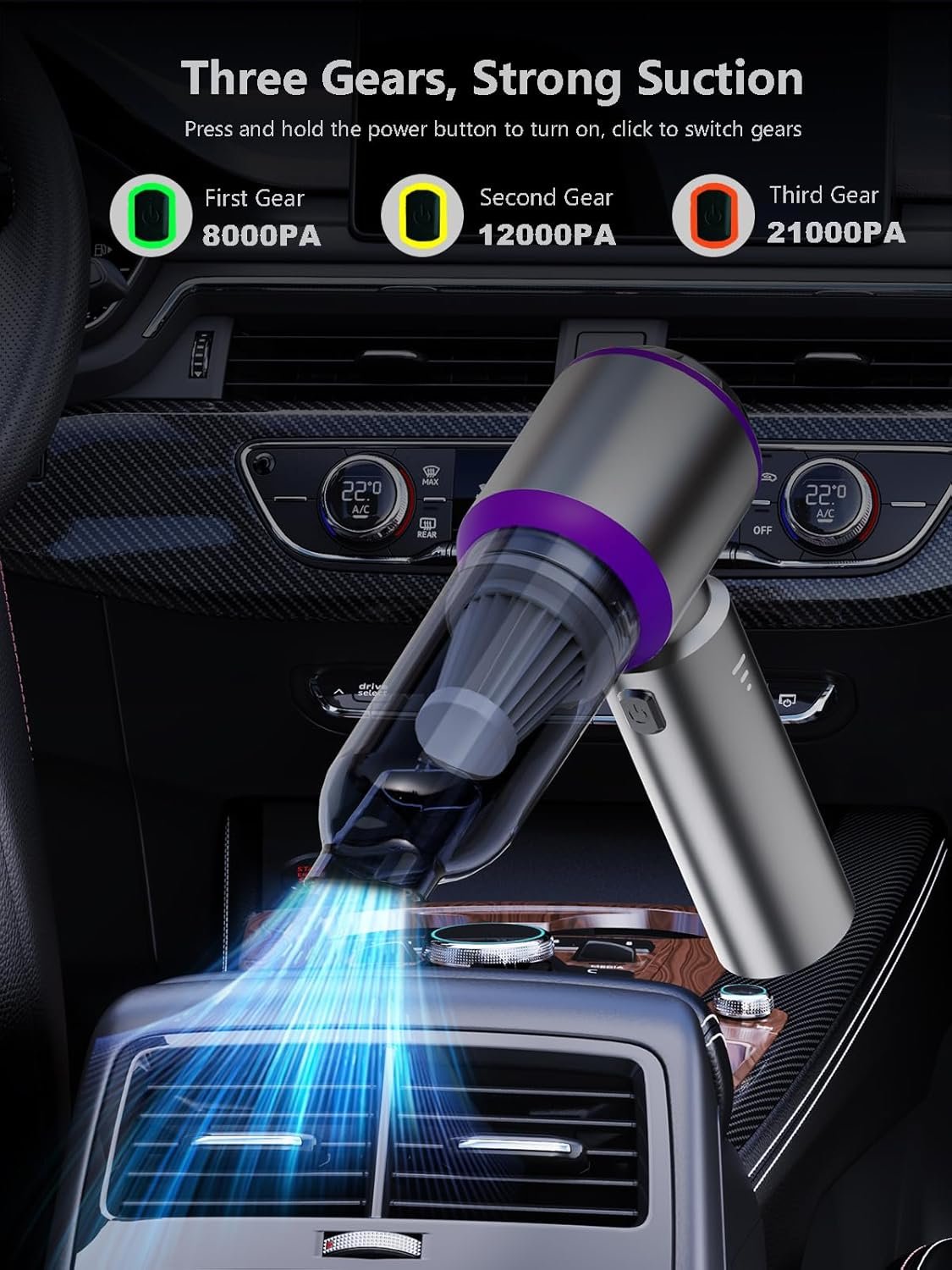 Vacuum/Air Duster 80,000RPM Super Power Mini Car Vacuum Cleaner 4-in-1 air Blower Gun Air Duster & Air Blower & Pump Hand Electric air Duster Handheld dust Blower Blower Cordless (Purple) - Image 3