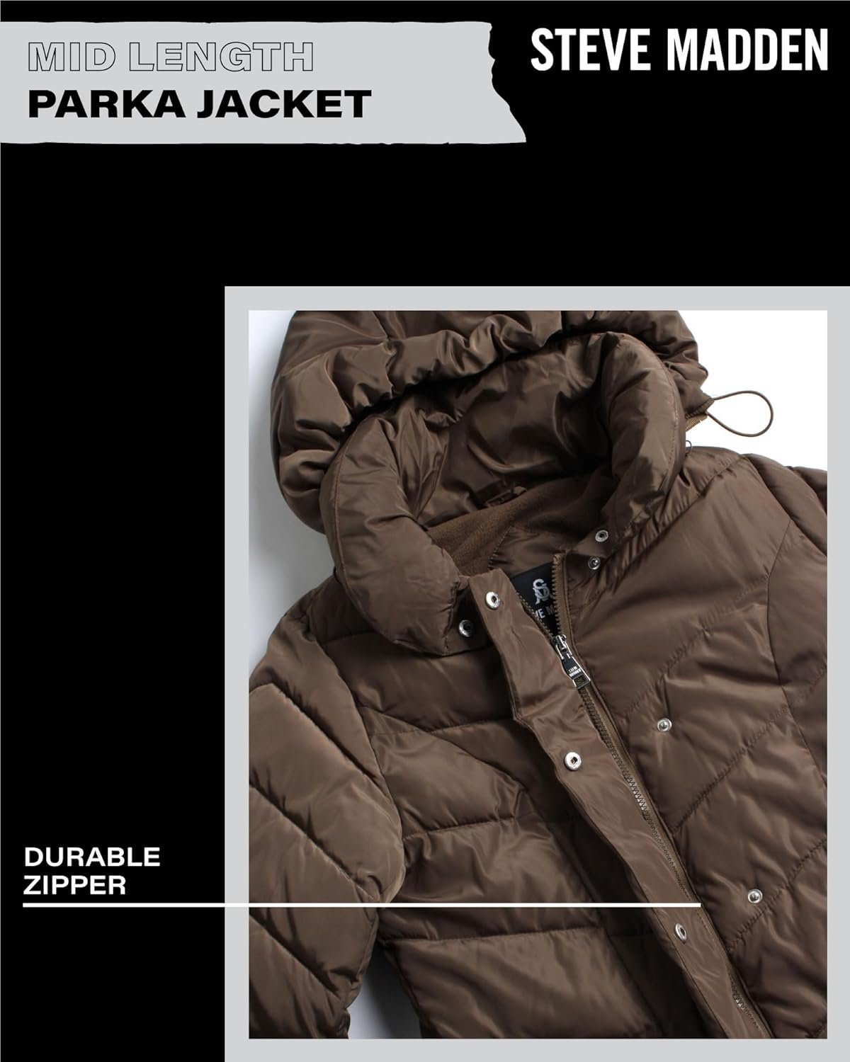Steve Madden Women's Long Puffer Coat - Heavyweight Insulated Fall Winter Jackets for Women Windproof Long Length Bubble Parka - Image 3