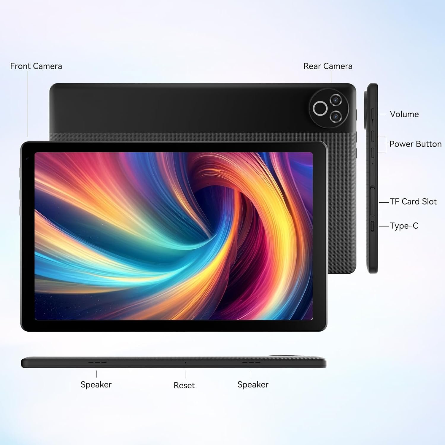 Tablet 10 Inch Android 15 OS GMS Certified Tablets PC 1.8 GHz 5-Core 16 (3+13) GB RAM 32 GB ROM 1 TB Expandable 1280x800 HD IPS Touch Screen 5000 mAh WiFi 6 Bluetooth 5.4 Dual Camera 2025 (Black) - Image 8
