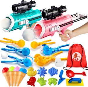 28 Pack Snow Toys-Snowball Maker Toy for Kids Winter Outdoor Toys with Snowball Launcher, Duck Snowball Maker, Animal Sand Molds for Toddlers Kids Boys Christmas Girls