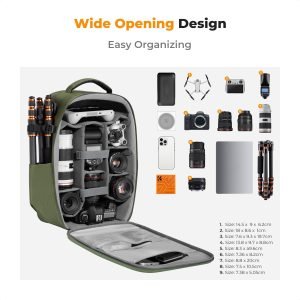 K&F CONCEPT Camera Backpack,Hardshell Photography DSLR Camera Bag with 15-15.6 Inch Laptop Compartment Hard Shell Camera Case Compatible with Canon/Nikon/Sony/DJI Mavic Drone