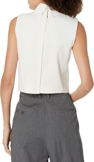 Theory Womens Stretch Crop Rolled-Neck Top