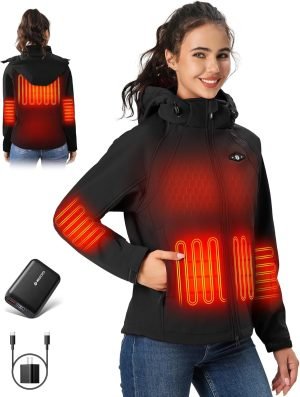 WASOTO Heated Jackets for Women 18400 mAh Battery Pack Water-Resistant Slim Fit Heated Coa...