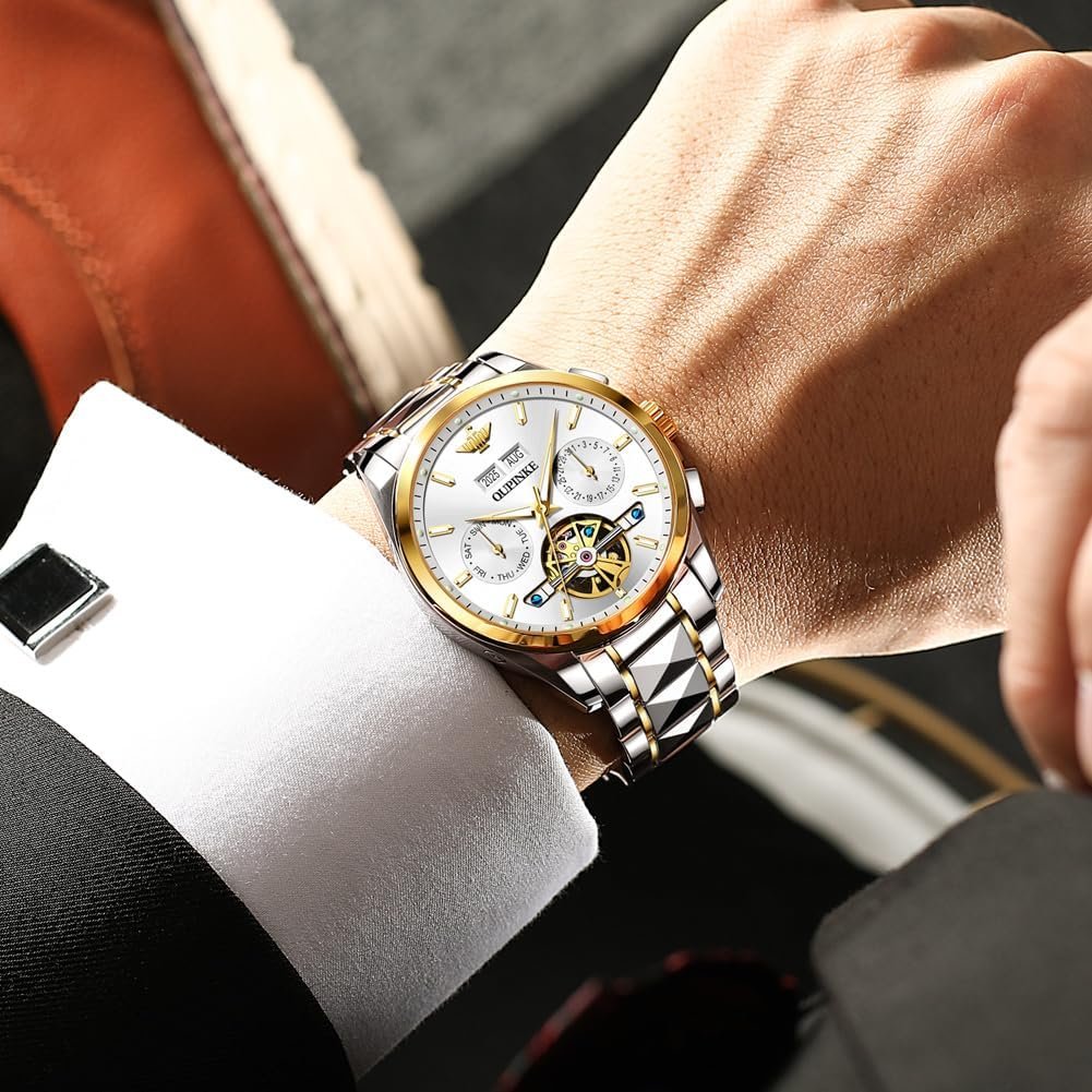 OLEVS Watches for Men Luxury Diamond Casual Large Dial Watches Stainless Steel Waterproof Business Dress Analog Luminous Date Mens Watches - Image 6