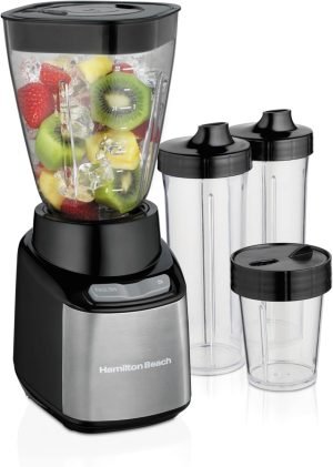 Hamilton Beach MultiBlend Smoothie Blender with 4 Shatterproof BPA Free Jars and Lids; Lar...