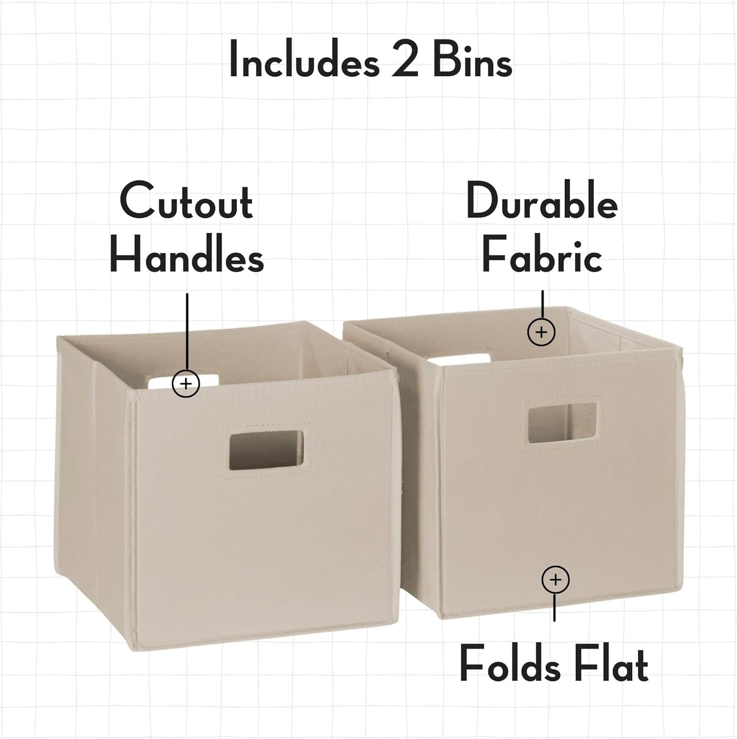 RiverRidge Kids Curve Appeal Bookcase Storage Organizer with 4 Cubbies & Arched Design - Toy Storage Shelf - White MDF Book Storage Solution for Playroom with 2 Taupe Fabric Folding Cubby Storage Bins - Image 6