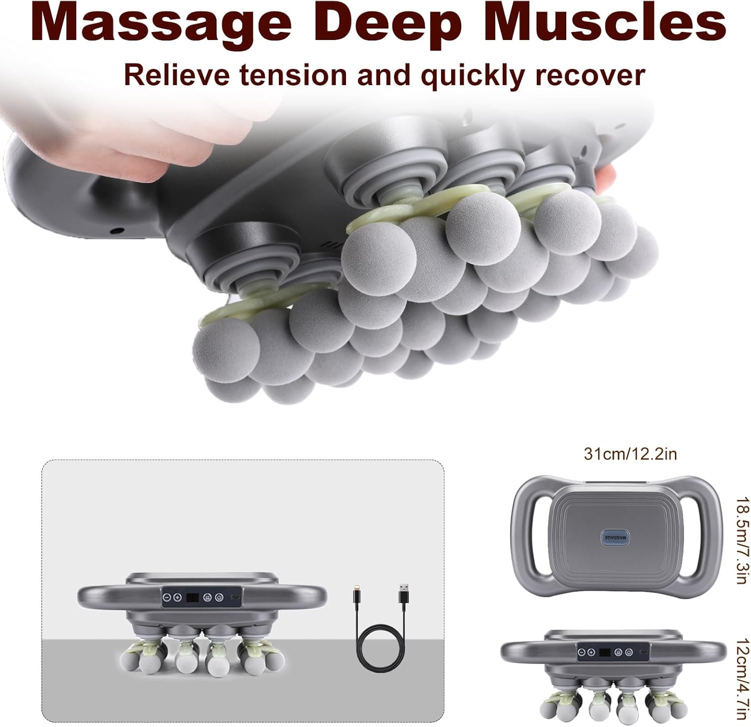 28-Head Massage Gun Set, Deep Tissue Percussion Massager with 9 Modes and 9 Adjustable Intensities,Quiet Muscle Massage Gun for Back,Shoulders, Legs, Foot, Body Muscle Pain Relief, Dark Grey - Image 2