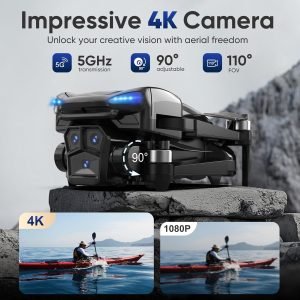 GPS Drone with 4k camera for adults,4.5’’ LCD Screen Controller, Brushless Motor, 60-Min Flight Time with 2 Batteries, SD Card Included, 5G FPV Quadcopter with Auto Return, Gift for Beginners