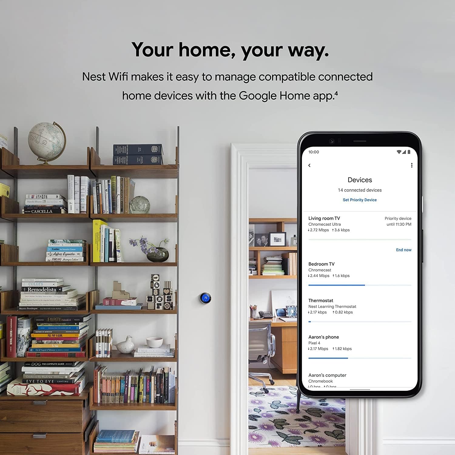 Nest WiFi Router and 2 Points - WiFi Extender with Smart Speaker - Works with Google WiFi (3 Pack) White - Image 6
