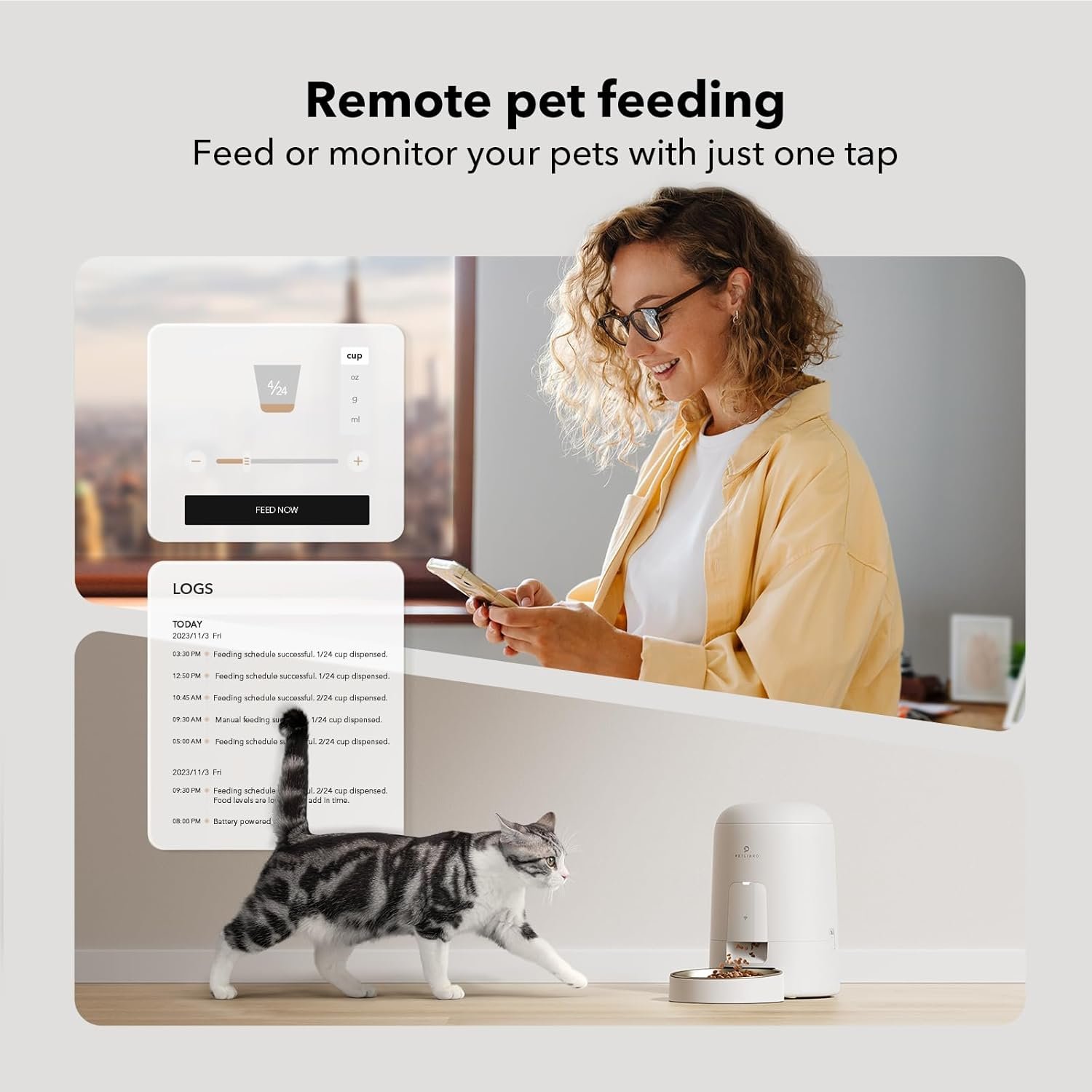 PETLIBRO Automatic Cat Feeder, WiFi Automatic Cat Food Dispenser Rechargeable Battery-Operated with 30-Day Life, AIR Pet Feeder for Cat & Dog, Timed Cat Feeder 1-6 Meals Control, 2L Auto Cat Feeder - Image 4