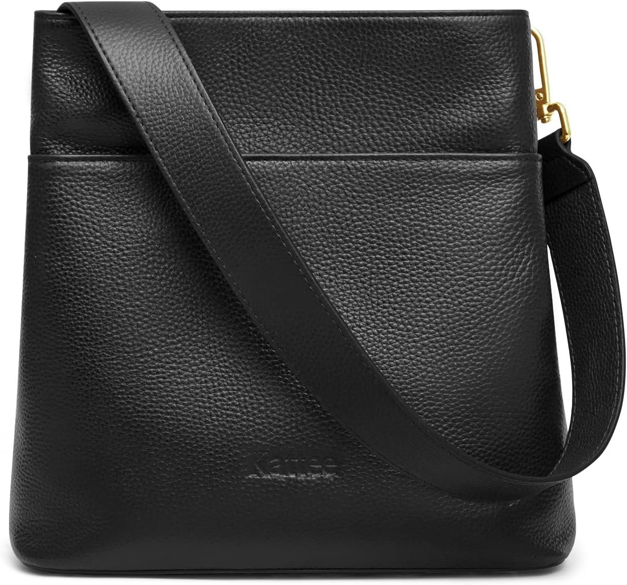 Kattee Leather Handbags for Women, Medium Soft Shoulder Tote Crossbody Purses Bucket Bags with 2 Straps - Image 8