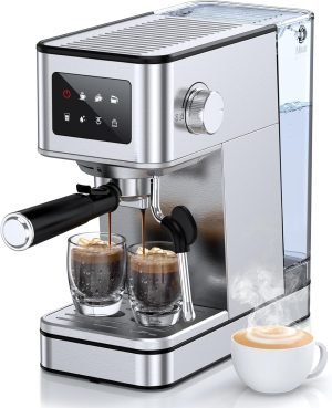 Espresso Machine with Milk Frother, 20 Bar Compact Espresso Maker with Touch Screen &...