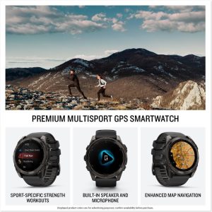 Garmin fēnix® 8 – 51 mm, AMOLED, Sapphire, Premium Multisport GPS Smartwatch, Long-Lasting Battery Life, Dive-Rated, Built-in LED Flashlight, Carbon Gray DLC Titanium with Pebble Gray Band