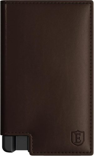 Ekster Men’s Wallet PRO | RFID Blocking Parliament Leather Minimalist Wallet | Holds 14 Cards & Cash | Slim Cardholder for Men w/Push Button Designed for Quick Card Access | Brown