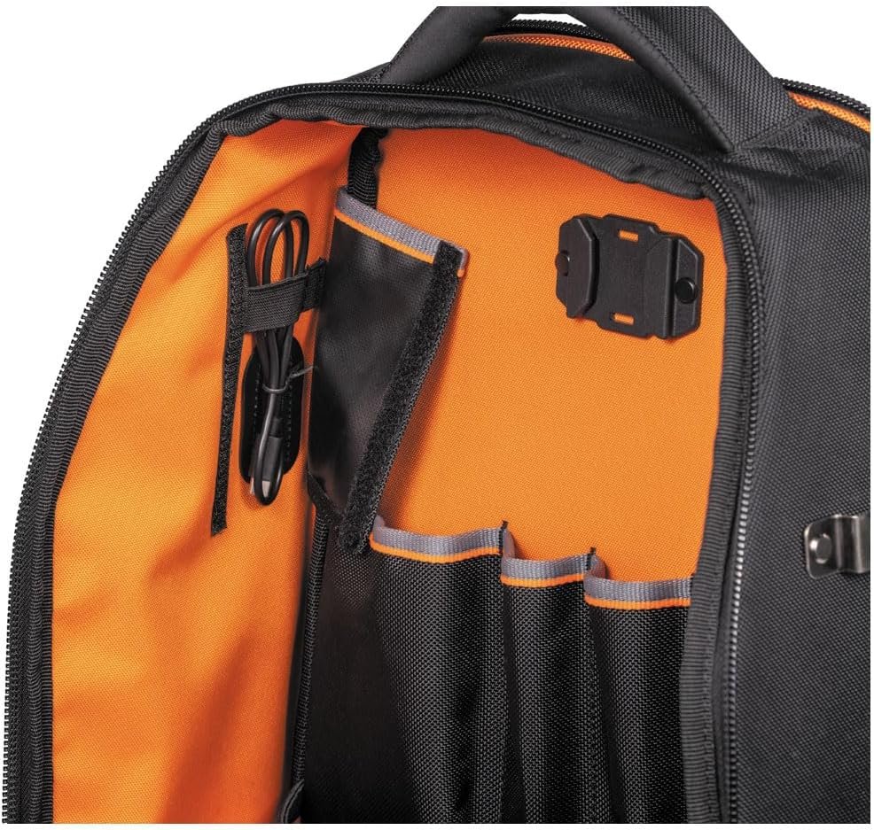 Klein Tools 62805BPTECH 28-Pocket Laptop Backpack Tool Bag, Tradesman Pro Extra-Large Tech Tool Backpack with Molded Bottom, Charging Port - Image 8