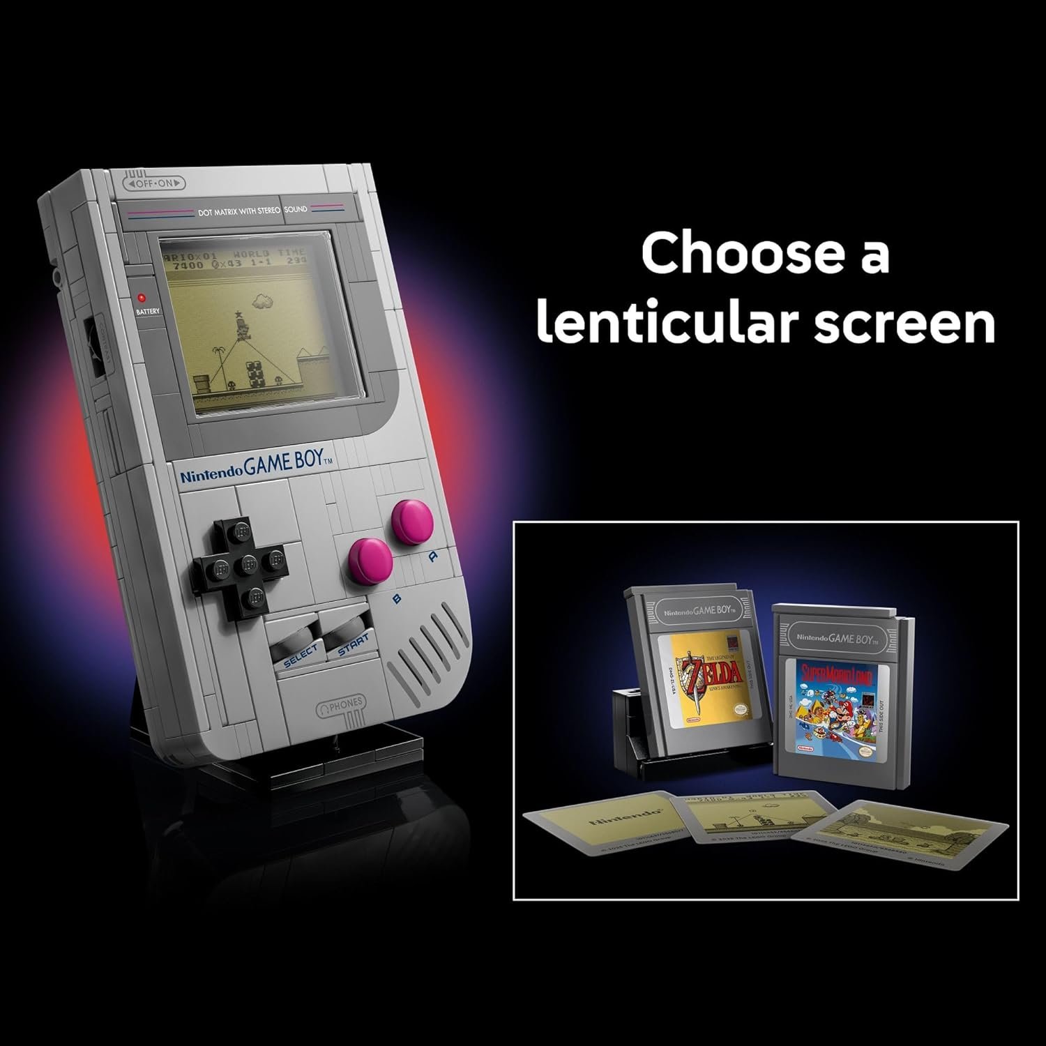 LEGO Super Mario Game Boy - Retro Building Sets for Adults, Ages 18+ - Collectible Model with Game Paks and Display Stand - Birthday Gifts for Men & Women - 72046 - Image 5
