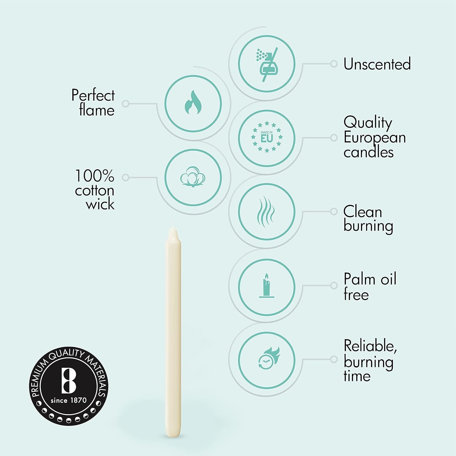 BOLSIUS Ivory Candlesticks Bulk Pack 50 Count - Unscented Dripless 11.5 Inch Household & Dinner Candle Set - 12+ Hours - Premium European Quality - Consistent Smokeless Flame - 100% Cotton Wick - Image 3