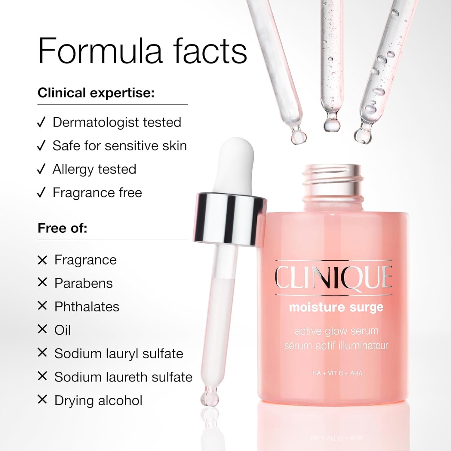 Clinique Moisture Surge Active Glow Serum with Lactic Acid, Hyaluronic Acid + Vitamin C | Hydrating, Lightweight + Oil Free - Image 5