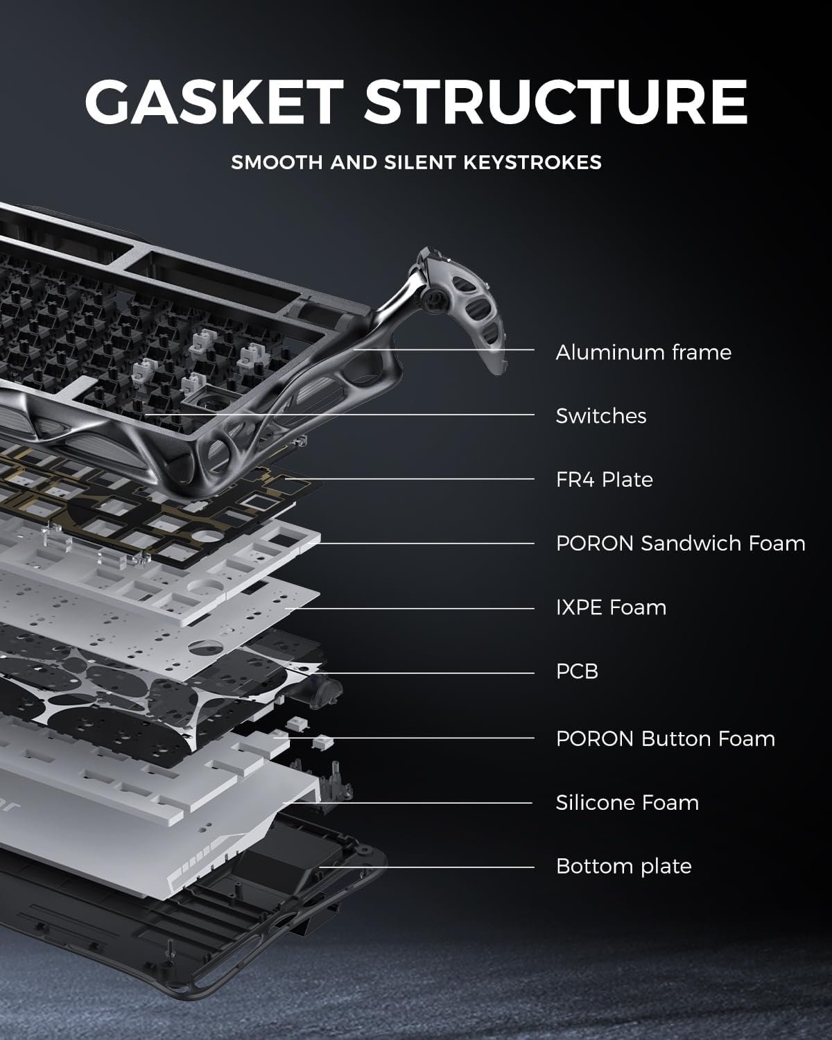 GravaStar Mercury K1 Pro Wireless Mechanical Gaming Keyboard, 75% Layout RGB Custom Keyboard, Hot-Swappable Linear Switches – Aluminum Alloy, Interstellar Silver Brushed Metal Look - Image 7