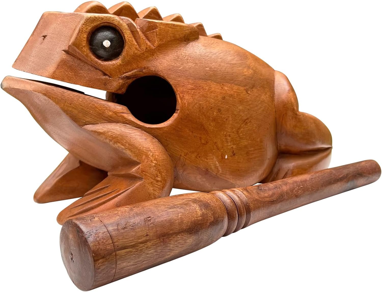 Deluxe Super-Jumbo 13" Wood Frog Guiro Rasp - Percussion Musical Instrument Tone Block - Wooden Instrument with Stick, Frog Noise Maker by World Percussion USA - Image 2