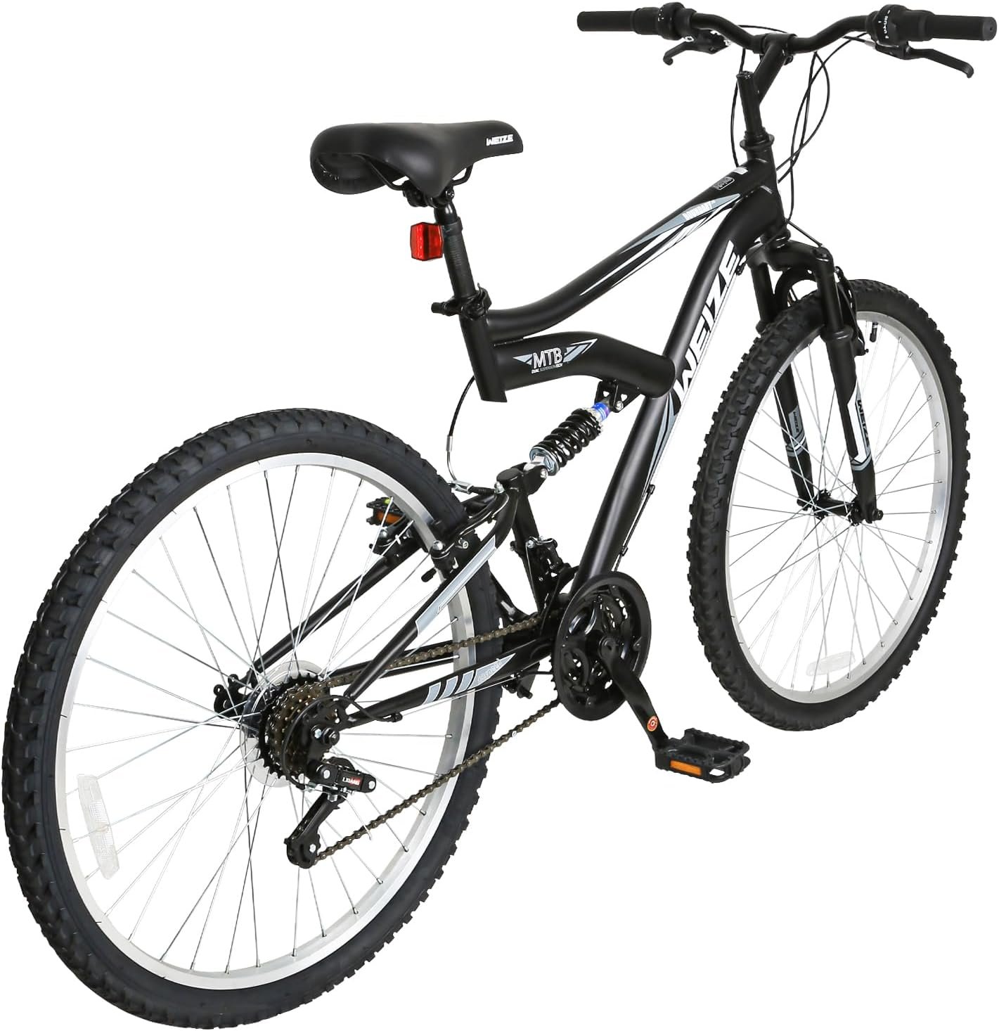 WEIZE Mountain Bike, 26/27.5 inch Outdoor Cycling Bike,18-Speed/High-Carbon Steel/Dual Full Suspension, Adjustable Ergonomic Seat for Men Women Adult, MTB Bicycle with Suspension Fork,Sleek Colors - Image 5