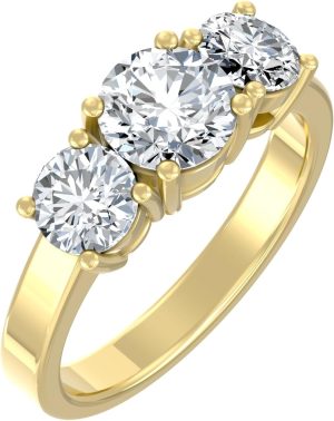 1 Carat – 3 Carat (CT. T.W.) Lab Grown Diamond Three-Stone Engagement Ring for Women...