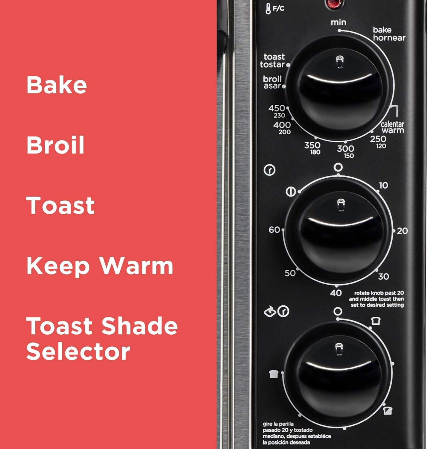 BLACK+DECKER 8-Slice Extra Wide Convection Toaster Oven, Fits 9"x13" Oven Pans and 12" Pizza, Bake, Toast, Broil, and Keep Warm Functions, Countertop Compact Design with Stainless Steel Finish - Image 7