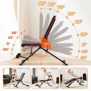 Sweetcrispy Adjustable Weight Bench for Home Gym, Foldable Incline Workout Bench Press with 795 LBS Weight Capacity, Strength Training Fitness Equipment for Full Body Exercise