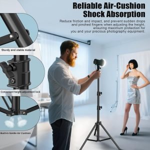 Professional Light Stand Photography 110″/9.2ft/280cm, Air Cushioned Photo Video Metal Tripod Stand for Softbox, Studio Light, Reflector, Ring Light, Heavy Duty Max Load 8kg/17.6lb, 1/4″ Screw