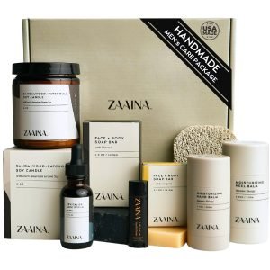 ZAAINA Men’s Self Care Package, Relaxation Spa Gift Set for Him – Luxury Natural Handmade Grooming Kit for Husband Dad Friend, Birthday & Christmas Gifts for Men (Premium Set with Sandalwood Candle)