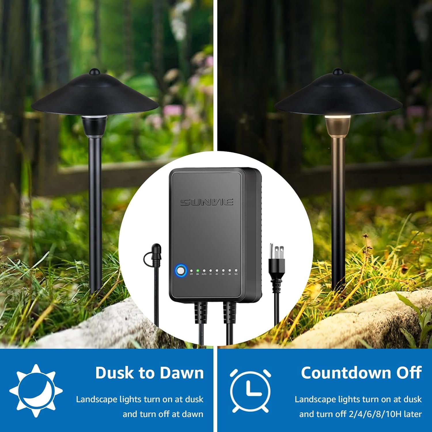 SUNVIE All-in-One LED Pathway Lighting Kit, 8-Pack Low Voltage Landscape Lights with Transformer and 100FT 16/2 AWG Wire, 3000K Waterproof Landscape Lighting with Connectors for Walkway Garden Yard - Image 3