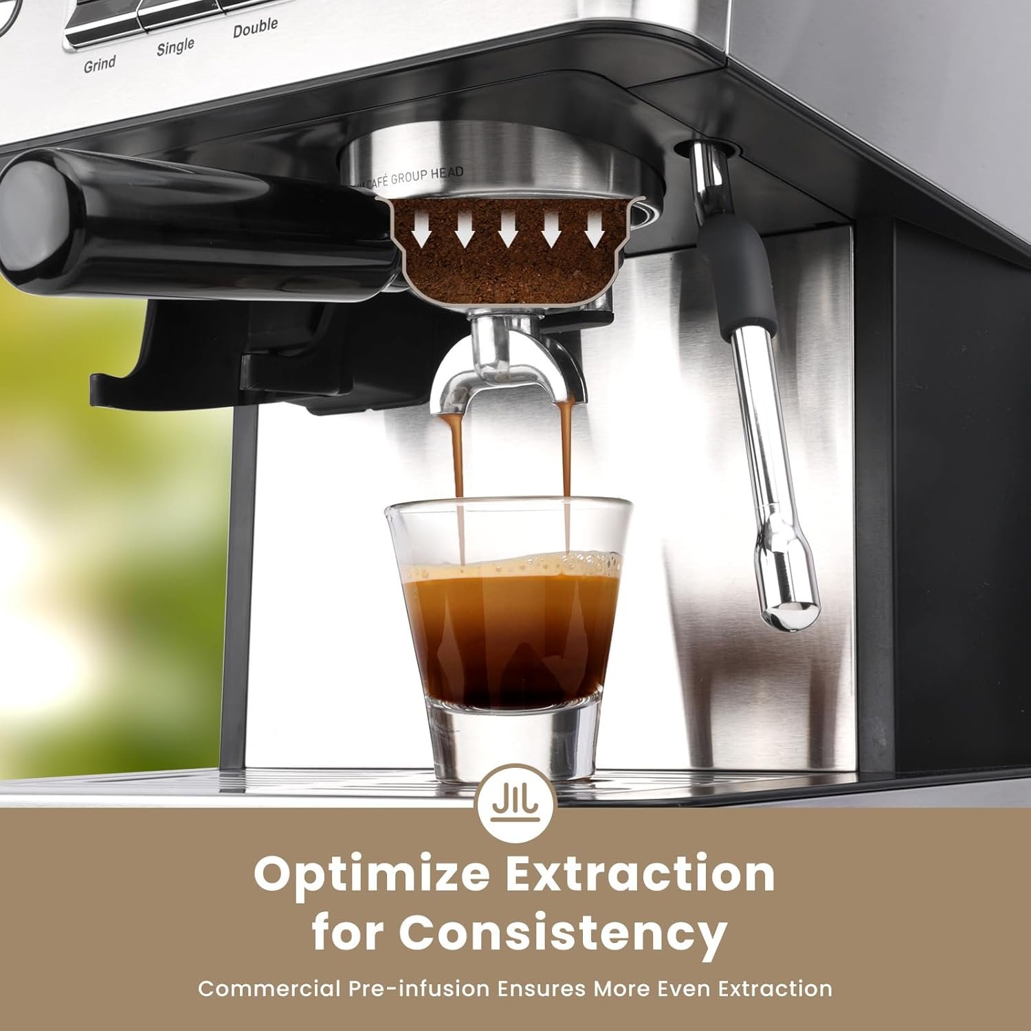 Gevi Espresso Machine with Grinder & Milk Frother, 20 Bar Professional Coffee Maker for Home, Removable Water Tank, Steam Wand, Perfect for Espresso, Cappuccino, Latte - Image 5