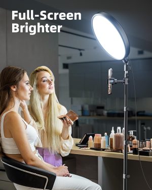 Weilisi Ring Light with 72″ Tripod Stand and Phone Holder, 6500K Full-Screen Selfie Ring Light for Makeup Barber Video Recording, Photography Lighting, Ring Light Tripod for iPhone Phone with Remote