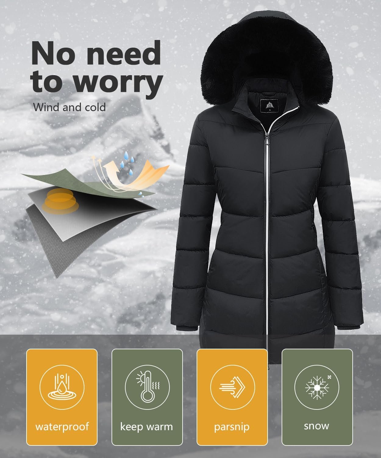 MOERDENG Women's Winter Windproof Warm Down Coats Waterproof Thicken Hooded fashions Puffer Jacket - Image 3