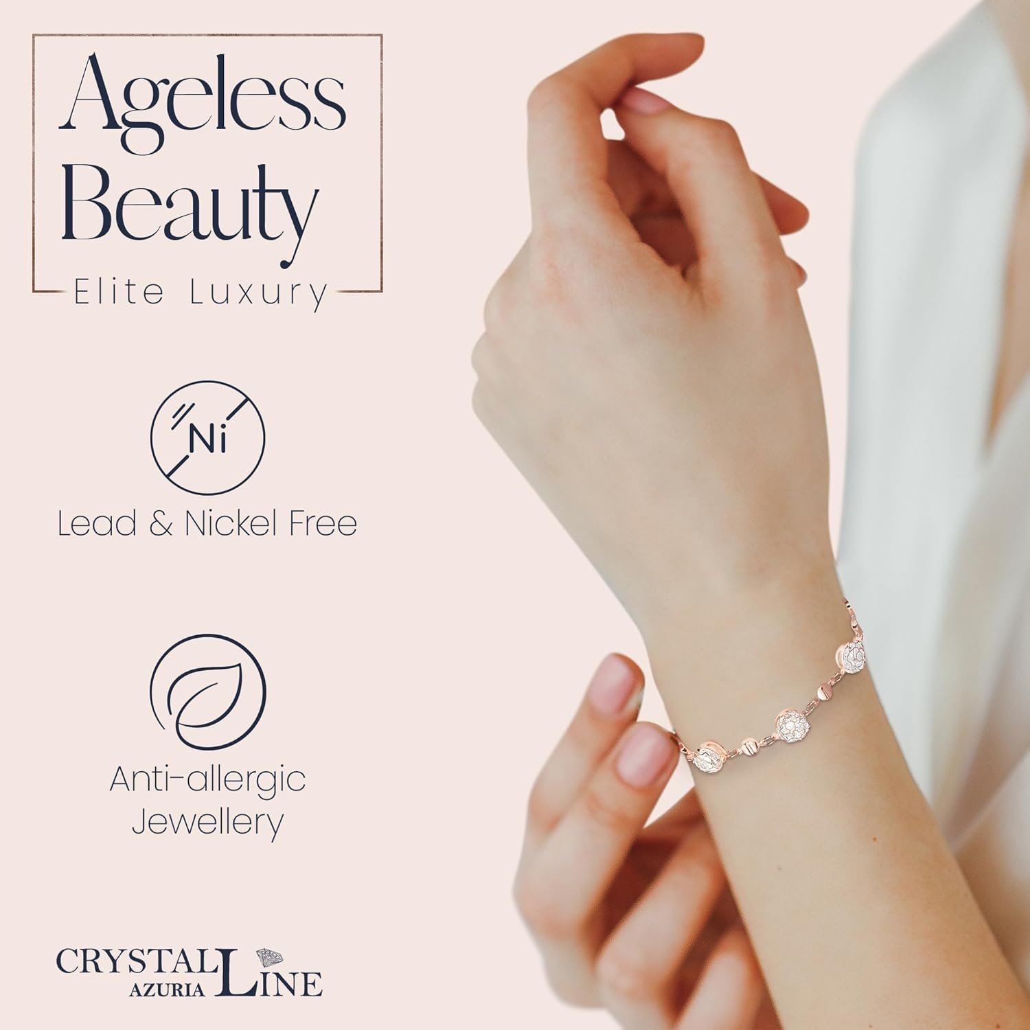 Crystalline Azuria Women 18K Gold Plated White Crystal Roses Flower Set Necklace Earrings Bracelet for Women Wedding Party Bridal Bridesmaid Accessories - Image 3