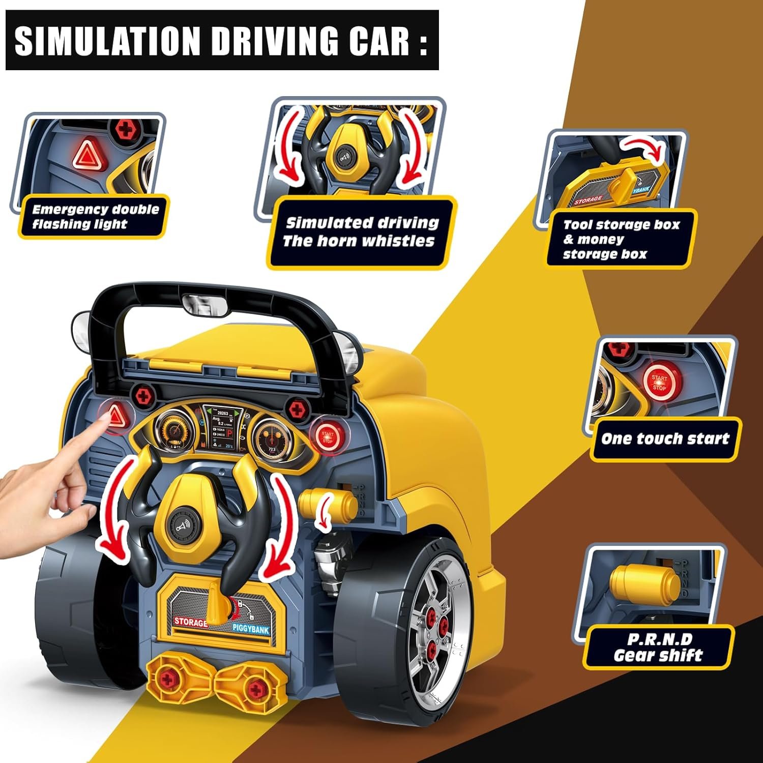 MUGEYMYD Large Truck Engine Toy for Kids 3-5, Take Apart Motor Vehicle Pretend Play Car with Light and Sound, Kids Mechanic Workshop Set, Toy Engine Building Kit for Toddlers. - Image 3