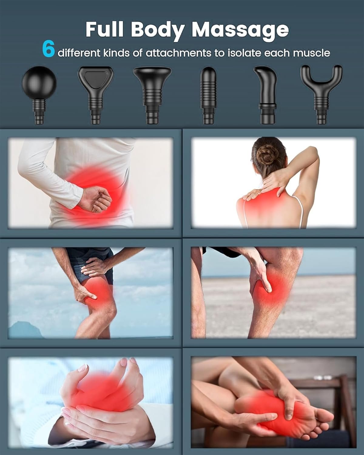 AYURA Massage Gun Deep Tissue, Muscle Massager Gun for Pain Relief, Percussion Massage Gun with 30 Speeds & 6 Heads, Portable Handheld Back Massage Gun for Athlets Men Women - Image 5