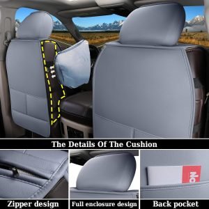 Coverado Seat Covers for Dodge Ram Full Set, Waterproof Truck Car Seat Cover Protectors Custom Fit for 2002-2025 Dodge RAM 1500 2500 3500 with Curved Bench(Gray)