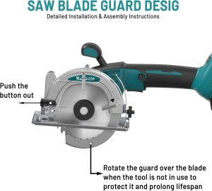 20V MAX Mini Circular Saw(2 * 2.0Ah Bundle),6900RPM Cordless Circular Saw with Blade Guard & 4 Blades, Cuts Tile/Wood/Metal/Plastic up to 1-3/4″ (45° Angle) – DIY & Construction