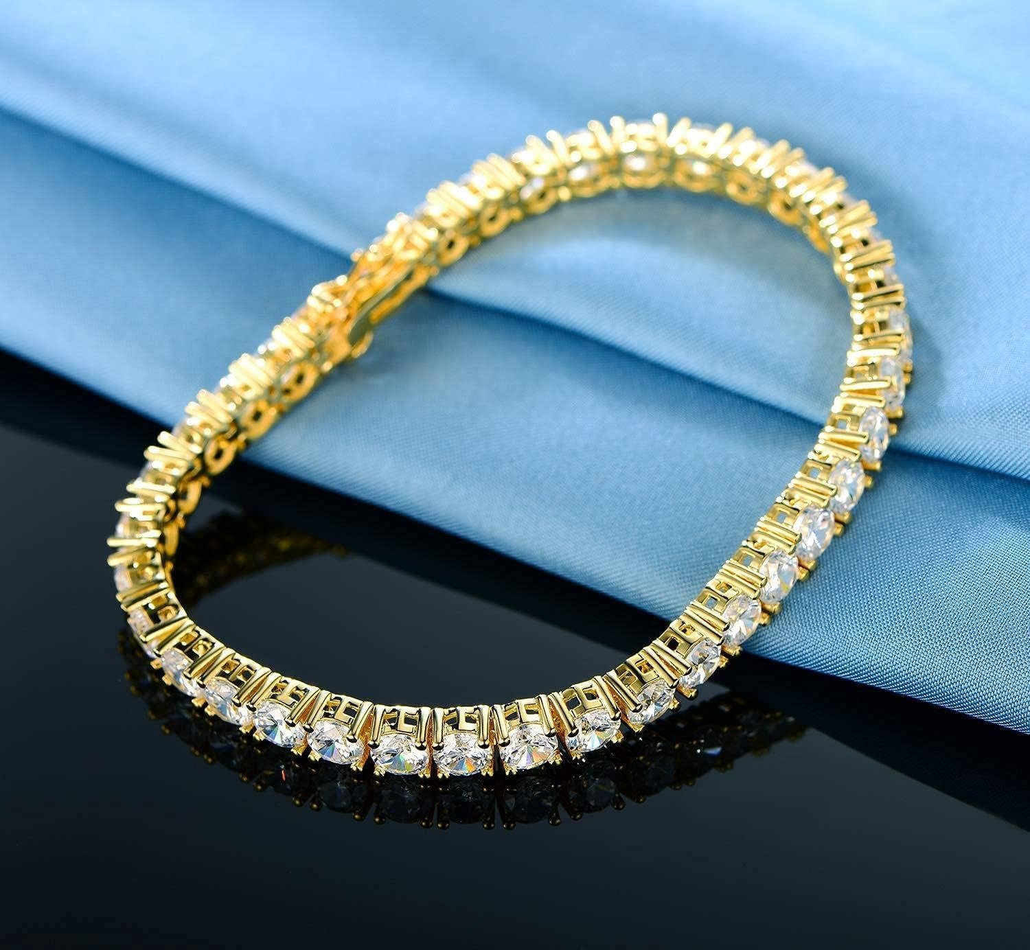 Gemsme 18K Yellow Gold/White Gold Plated Wedding Jewelry Set Tennis Necklace/Bracelet/Earrings Sets Pack of 3 - Image 5