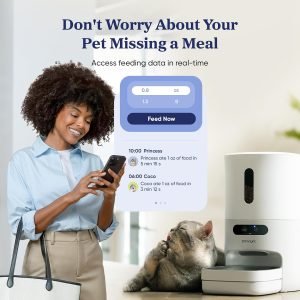 Automatic Cat Feeder, WiFi Smart Scale Tracks Pet’s Food Intake, App Control, 3.6L Timed Food Dispenser for Cats and Dogs, Up to 10 Meals Per Day, Stainless Steel Bowl, Dual Power Supply