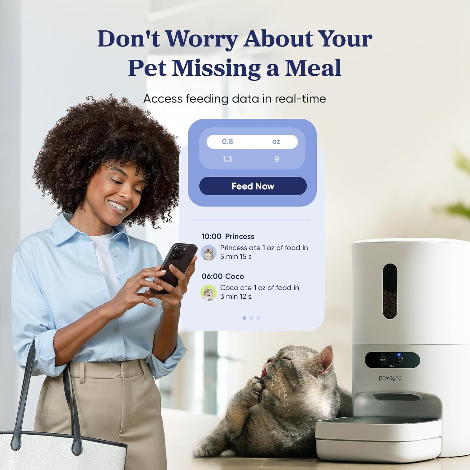 Automatic Cat Feeder, WiFi Smart Scale Tracks Pet's Food Intake, App Control, 3.6L Timed Food Dispenser for Cats and Dogs, Up to 10 Meals Per Day, Stainless Steel Bowl, Dual Power Supply - Image 2