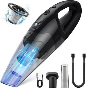 Handheld Vacuum Cordless Rechargeable, 3-in-1 Car Vacuum Portable with LED Light & US...
