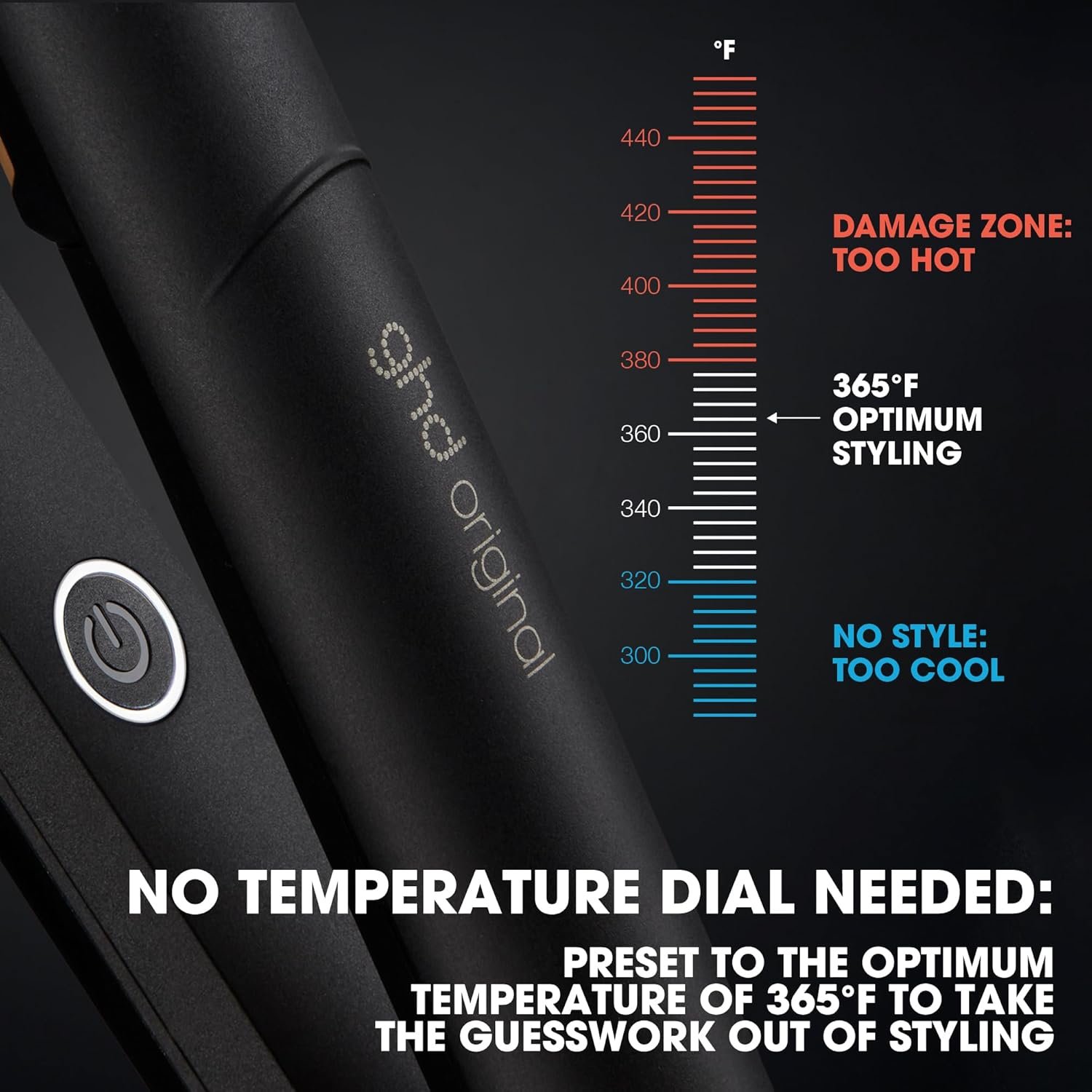 ghd Original Styler - 1” Flat Iron Hair Straightener with Ceramic Heat Technology, 365ºF Safe Styling Temperature, Smooth Gloss Plates, Fast Heat-Up and Auto Sleep Mode - Black - Image 2